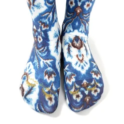 Ahcahcum Blue Rose & Flower Knee High Socks