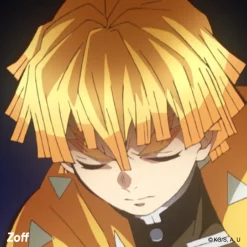 Demon Slayer: Kimetsu no Yaiba Collaboration Zenitsu Agatsuma Model Glass Frame w/ Original Eyeglass Case & Cleaning Cloth Set