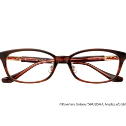 Demon Slayer: Kimetsu no Yaiba Collaboration Kyojuro Rengoku Model Glass Frame w/ Original Eyeglass Case & Cleaning Cloth Set