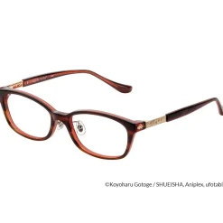 Demon Slayer: Kimetsu no Yaiba Collaboration Kyojuro Rengoku Model Glass Frame w/ Original Eyeglass Case & Cleaning Cloth Set