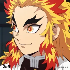 Demon Slayer: Kimetsu no Yaiba Collaboration Kyojuro Rengoku Model Glass Frame w/ Original Eyeglass Case & Cleaning Cloth Set