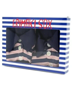 ERIMAKI SOX Pink x Navy Striped Socks