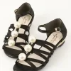 Honey Salon Big Pearl Sandals (Black)