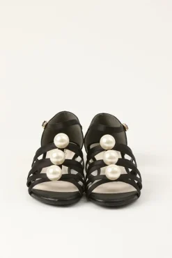 Honey Salon Big Pearl Sandals (Black)
