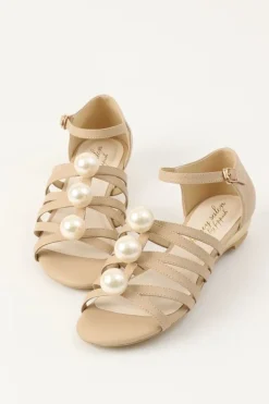 Honey Salon Big Pearl Sandals (Beige)