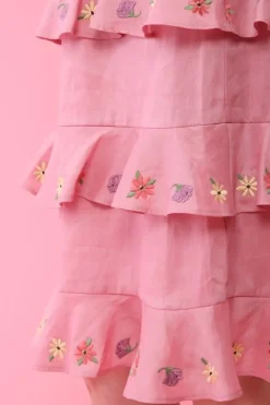 Honey Salon Embroidered Floral Linen Skirt