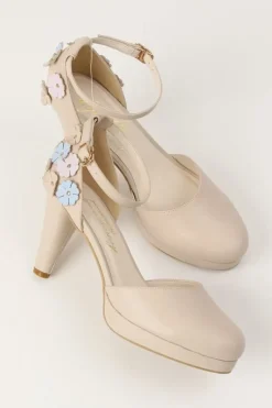 Honey Salon Flower Pumps (Light Beige)