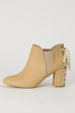 Honey Salon Lace-Up Booties (Camel)