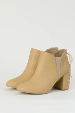 Honey Salon Lace-Up Booties (Camel)