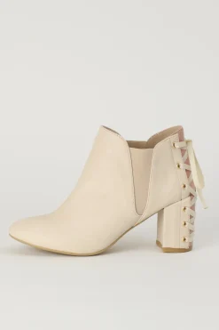 Honey Salon Lace-Up Booties (Light Beige)