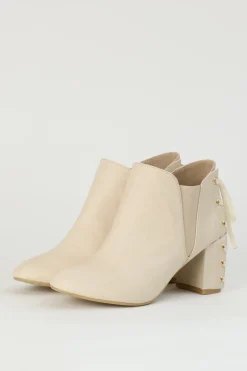 Honey Salon Lace-Up Booties (Light Beige)