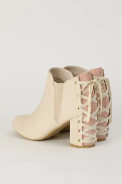 Honey Salon Lace-Up Booties (Light Beige)