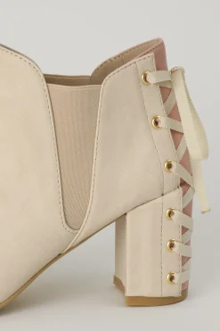 Honey Salon Lace-Up Booties (Light Beige)