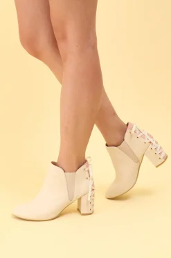 Honey Salon Lace-Up Booties (Light Beige)
