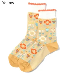 KOTORITACHI Short Crew Budgerigar & Flower Socks