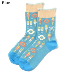 KOTORITACHI Short Crew Budgerigar & Flower Socks