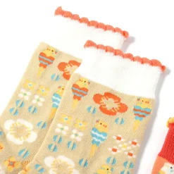 KOTORITACHI Short Crew Budgerigar & Flower Socks