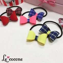 Le cocone Plain x Checkered Ribbon Hair Band Set