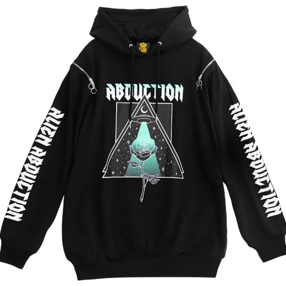 LISTEN FLAVOR Alien Abduction Zippered Shoulder Hoodie