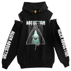 LISTEN FLAVOR Alien Abduction Zippered Shoulder Hoodie