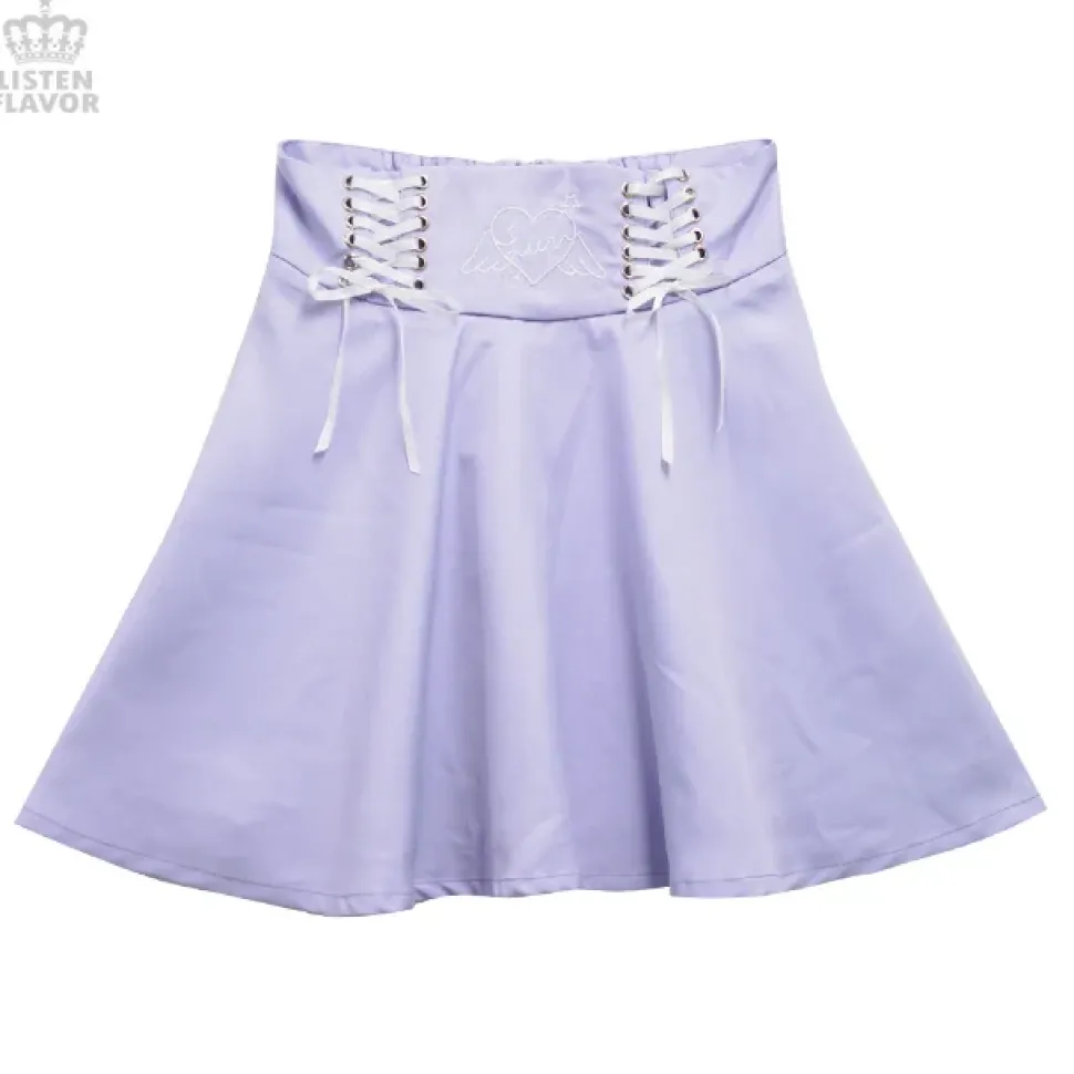 LISTEN FLAVOR Angel Heart Lace-Up Circular Skirt