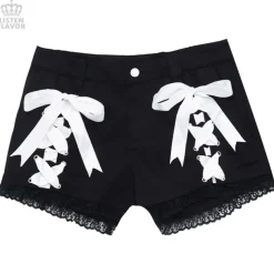 LISTEN FLAVOR Angelic Lace-up Ribbon Shorts
