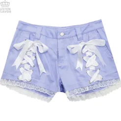 LISTEN FLAVOR Angelic Lace-up Ribbon Shorts