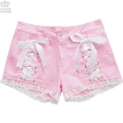 LISTEN FLAVOR Angelic Lace-up Ribbon Shorts