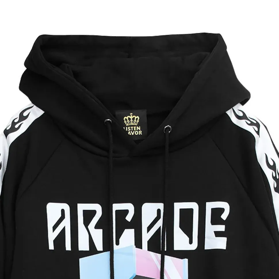 LISTEN FLAVOR Arcade Game Sleeve Line Hoodie Black