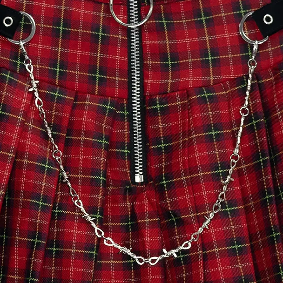 LISTEN FLAVOR Barbed Wire Chain Pleated Skirt