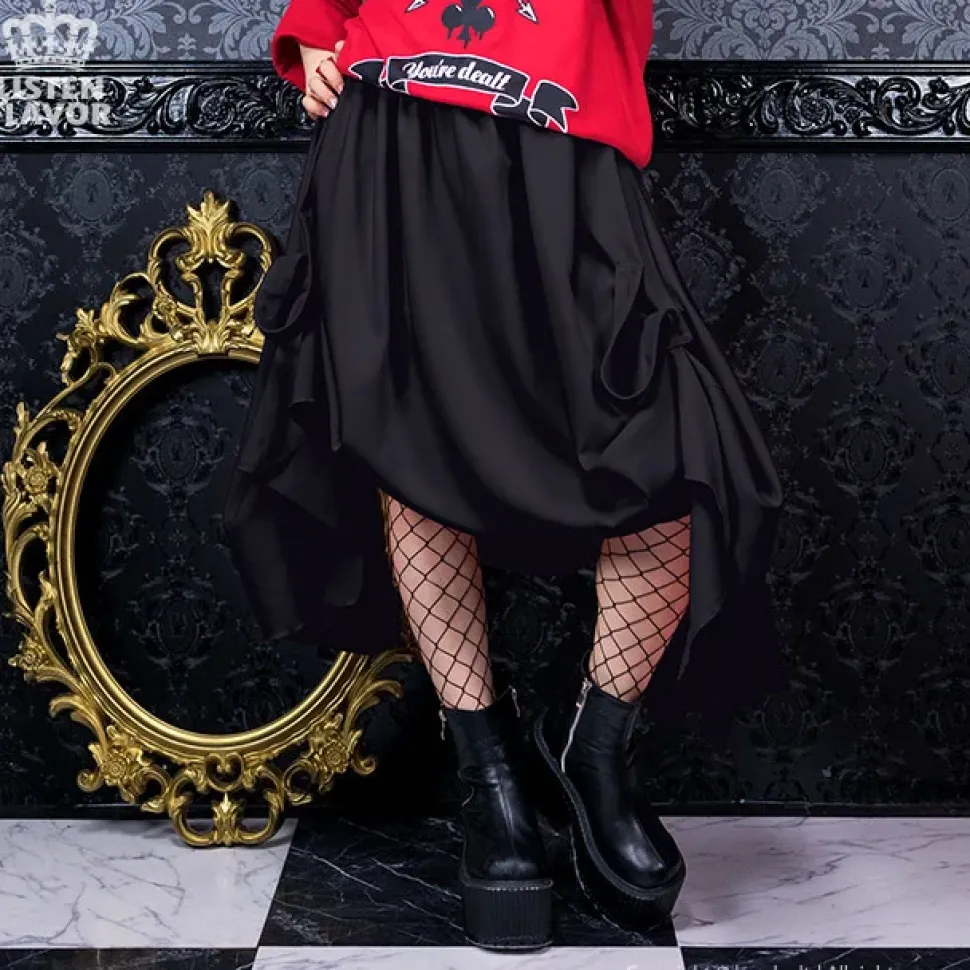 LISTEN FLAVOR Bat Hemline Maxi Skirt