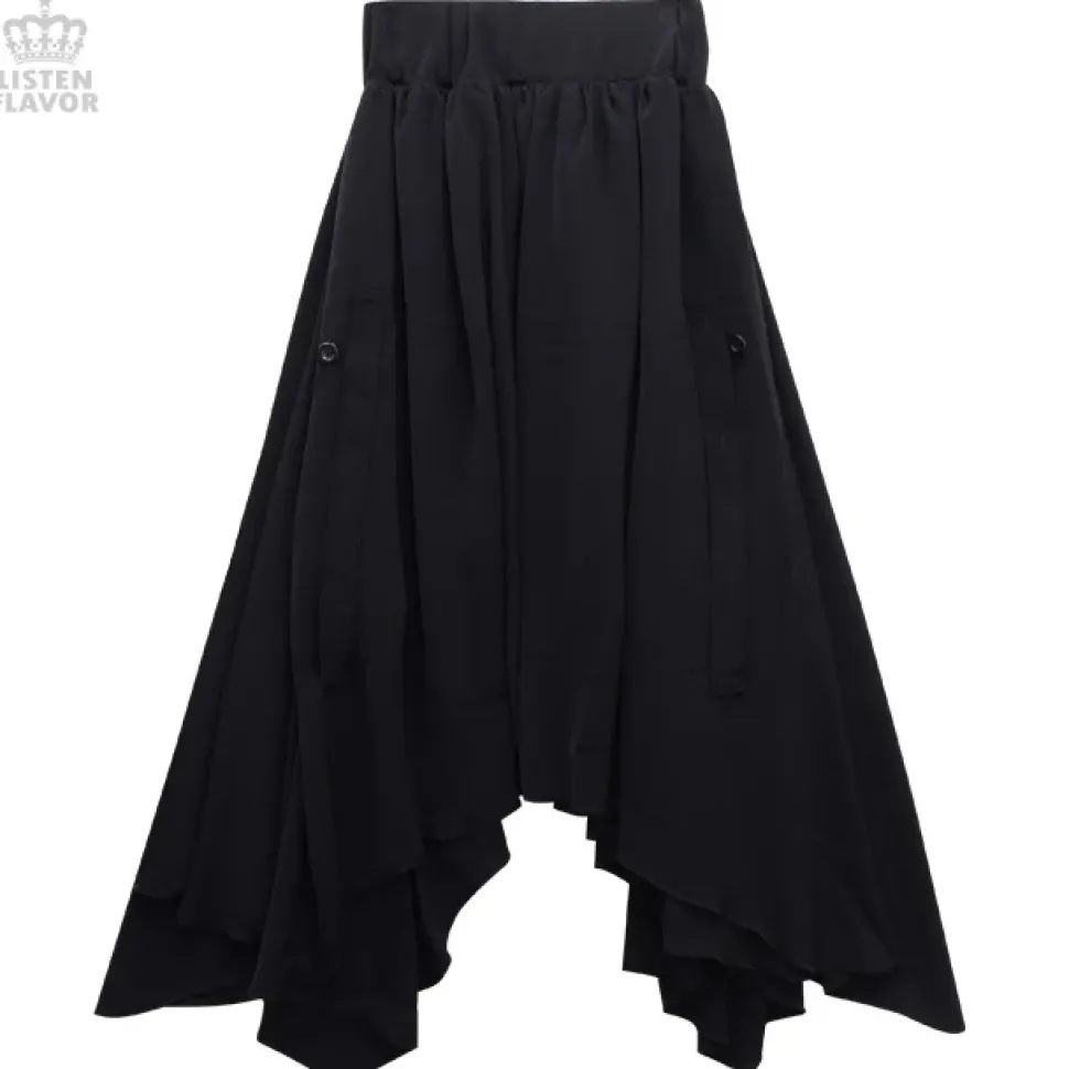 LISTEN FLAVOR Bat Hemline Maxi Skirt