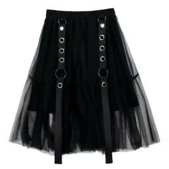 LISTEN FLAVOR Belt Equipped Fluffy Tulle Skirt