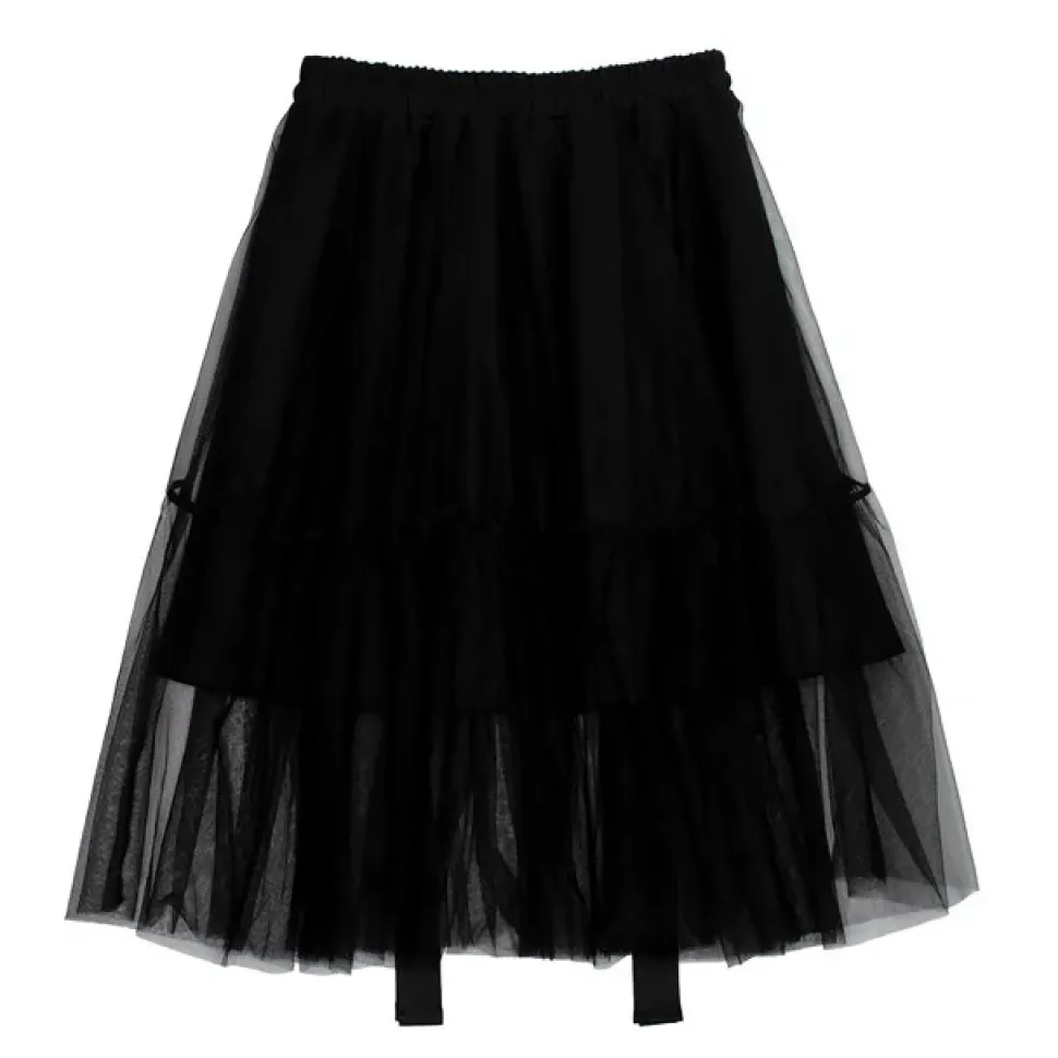 LISTEN FLAVOR Belt Equipped Fluffy Tulle Skirt