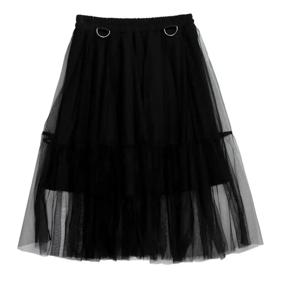 LISTEN FLAVOR Belt Equipped Fluffy Tulle Skirt