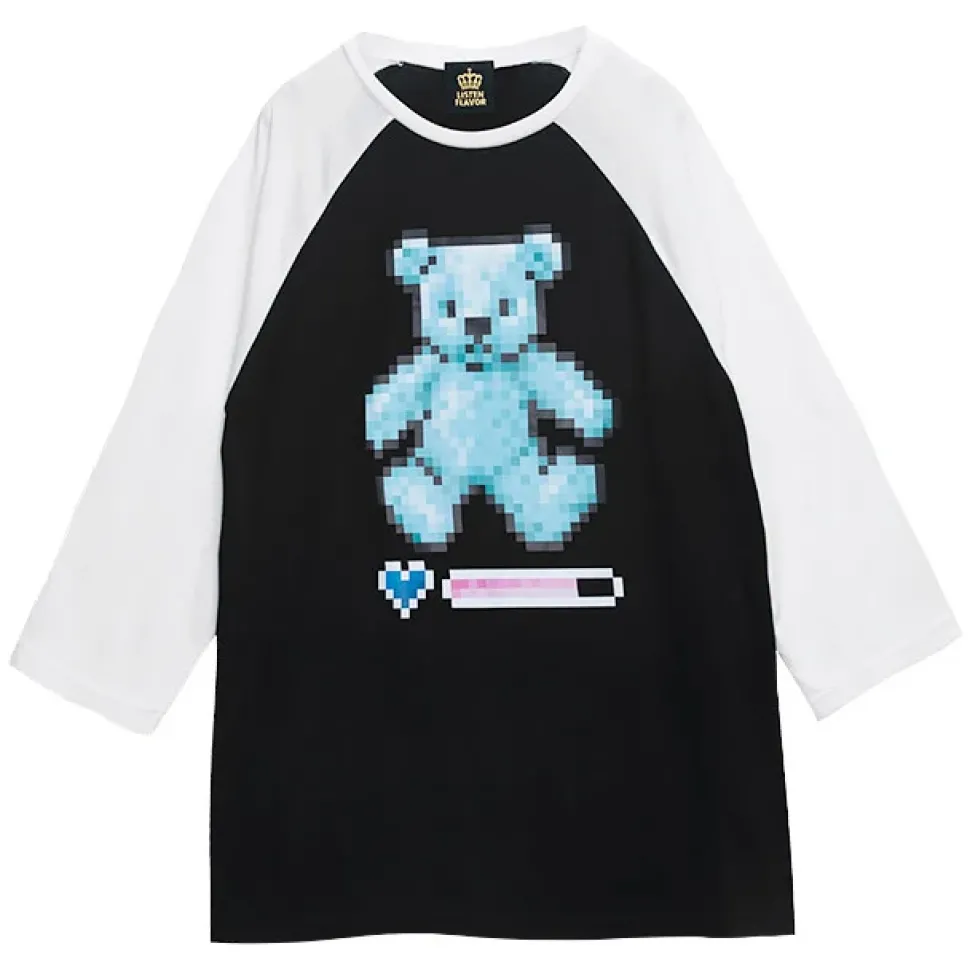LISTEN FLAVOR 8-Bit Bear Raglan Top