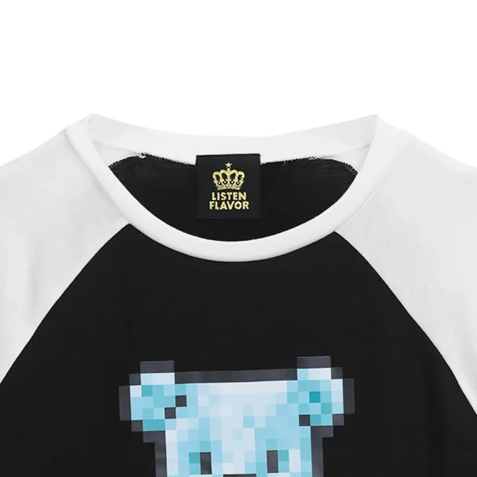 LISTEN FLAVOR 8-Bit Bear Raglan Top