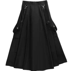 LISTEN FLAVOR Black Cargo Long Skirt