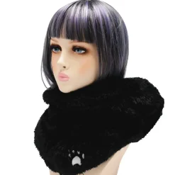 LISTEN FLAVOR Black Cat Ear Cat Paw Boa Neck Warmer