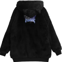 LISTEN FLAVOR Black Cat Ear Cat Paw Boa Blouson