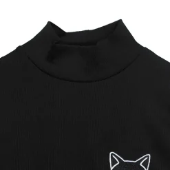 LISTEN FLAVOR Black Cat Studded Ribbed Top