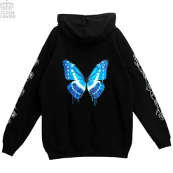 LISTEN FLAVOR Black Cypris Morpho Zip Hoodie