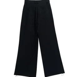 LISTEN FLAVOR Black Fire Embroidered Zip Slit Wide Pants