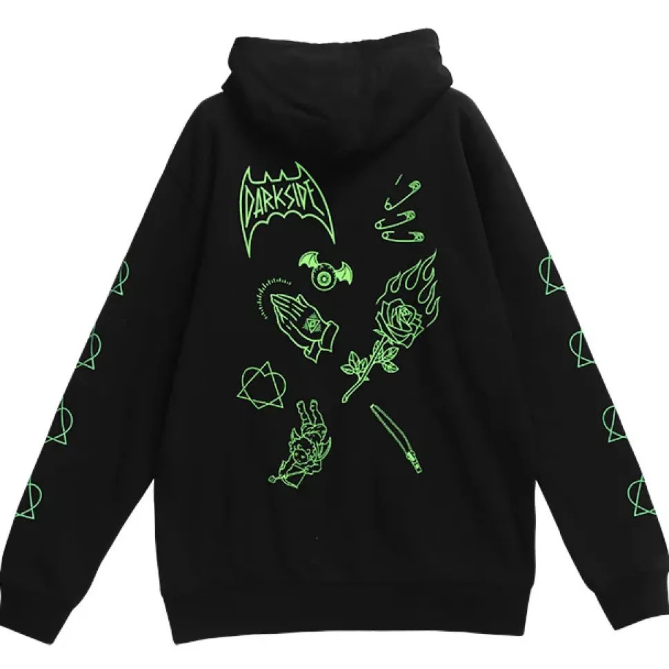 LISTEN FLAVOR Black Graffiti Zip Hoodie