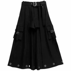 LISTEN FLAVOR Black Layered Eyelet Skirt w/ Shorts