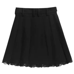 LISTEN FLAVOR Black Pleated Mini Skirt w/ Belt