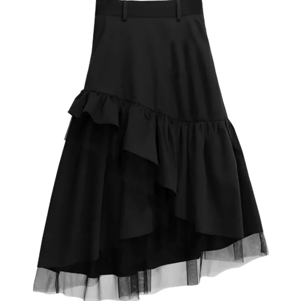 LISTEN FLAVOR Black Ruffle Frilly Skirt