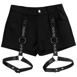 LISTEN FLAVOR Black Shorts w/ Harness Garter Belt