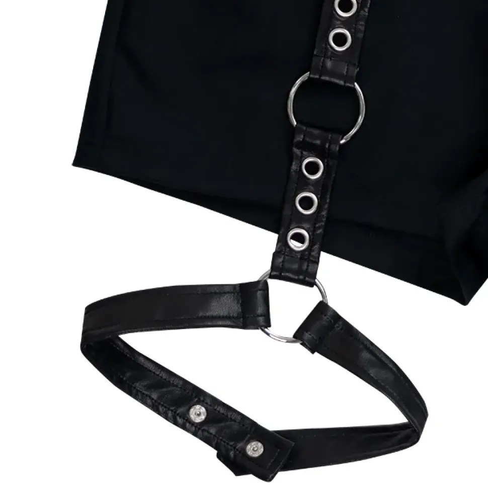 LISTEN FLAVOR Black Shorts w/ Harness Garter Belt