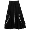 LISTEN FLAVOR Center Zip Strap Maxi Skirt Black